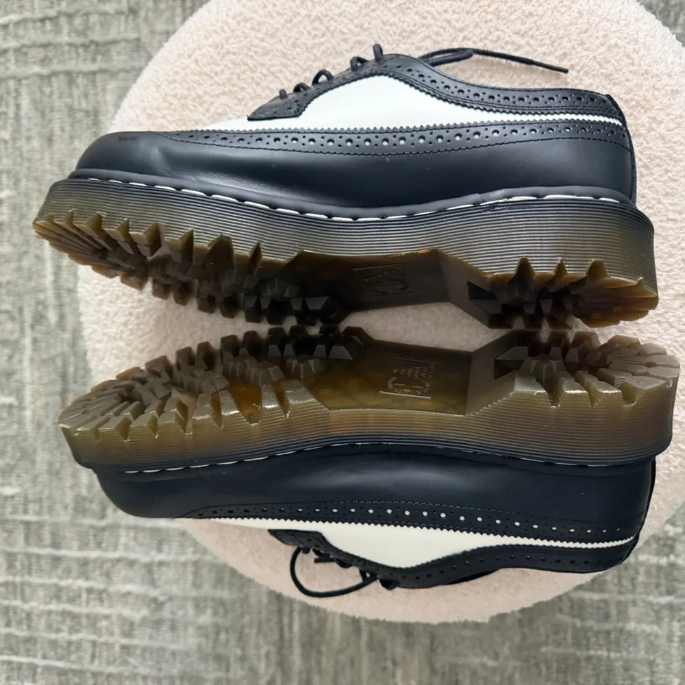 Dr. Martens Black & White Wingtip Brogue Derby